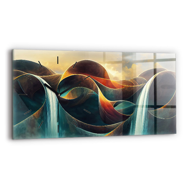 Horizontale Uhr mit motiv Fließender Wasserfall Hintergrund