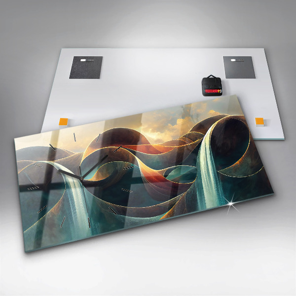Horizontale Uhr mit motiv Fließender Wasserfall Hintergrund