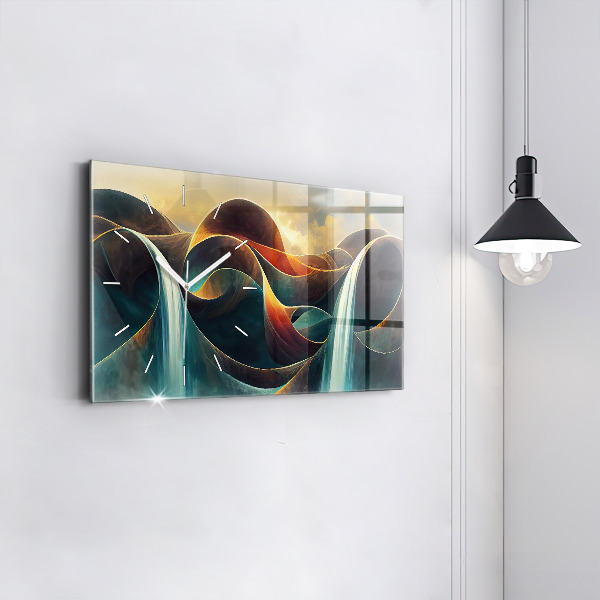 Horizontale Uhr mit motiv Fließender Wasserfall Hintergrund