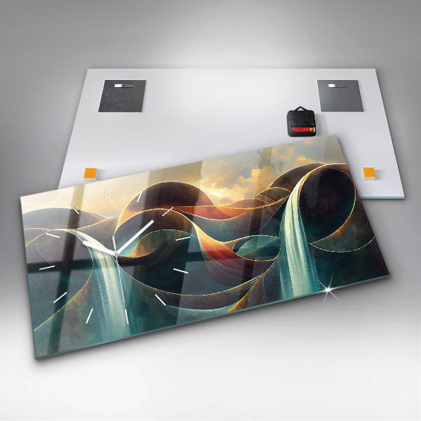 Horizontale Uhr mit motiv Fließender Wasserfall Hintergrund