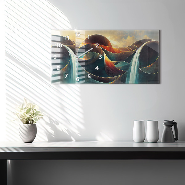 Horizontale Uhr mit motiv Fließender Wasserfall Hintergrund