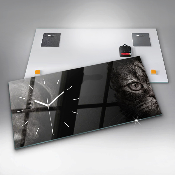 Horizontale Uhr Hund und schottische Katze