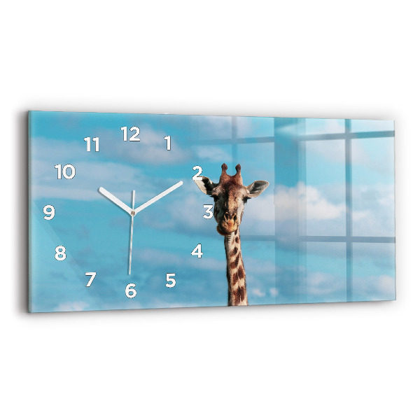 Horizontale Uhr mit motiv Große Giraffe vor einem Himmelshintergrund