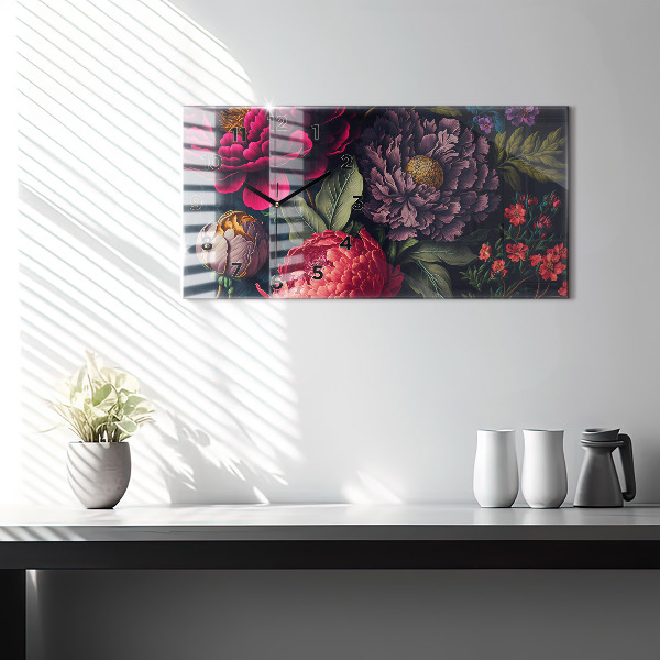 Horizontale Uhr mit motiv Vintage Blumenstrauß