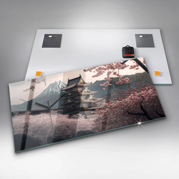 Horizontale Uhr Asiatischer Turm Kirschblüten