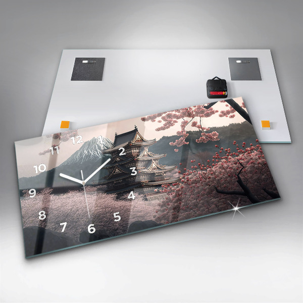Horizontale Uhr Asiatischer Turm Kirschblüten