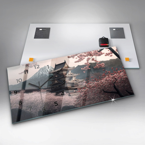 Horizontale Uhr Asiatischer Turm Kirschblüten