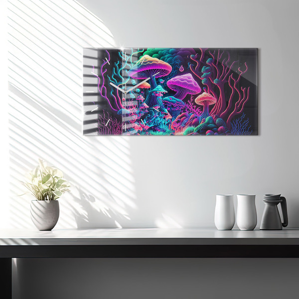 Horizontale Uhr mit motiv Neon-Pilze