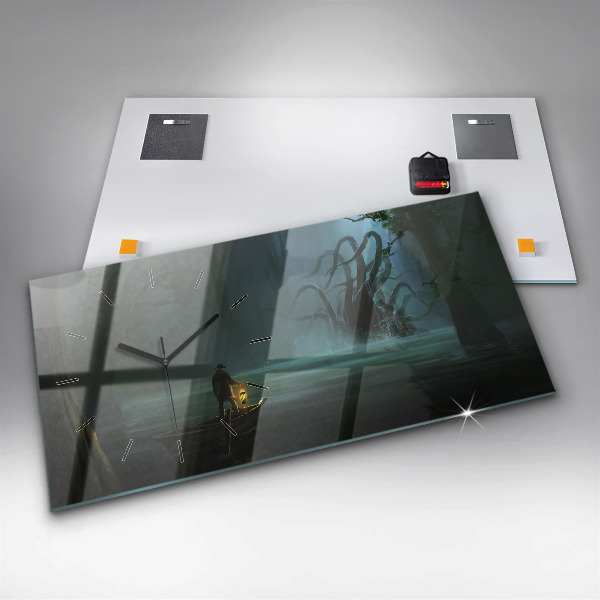 Horizontale Uhr mit motiv Mensch und Ungeheuer im Sumpf