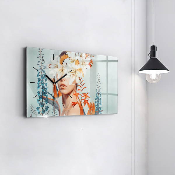 Horizontale Uhr Frau mit Blumen