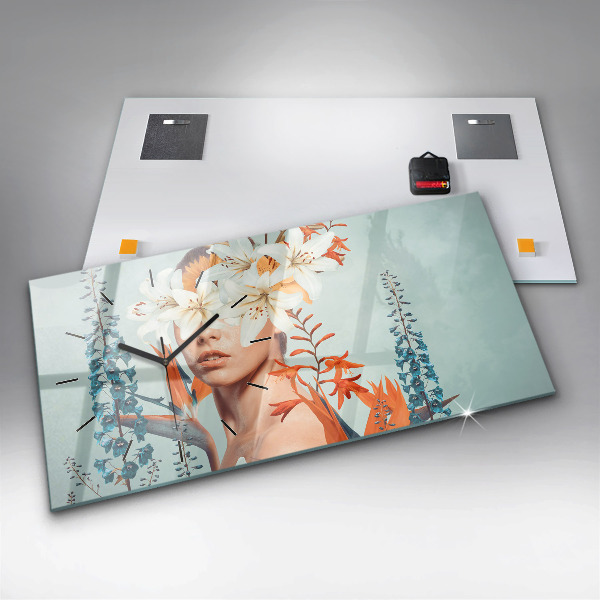 Horizontale Uhr Frau mit Blumen