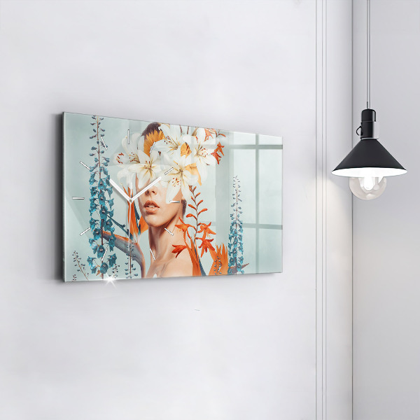 Horizontale Uhr Frau mit Blumen