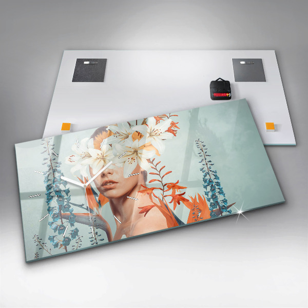 Horizontale Uhr Frau mit Blumen