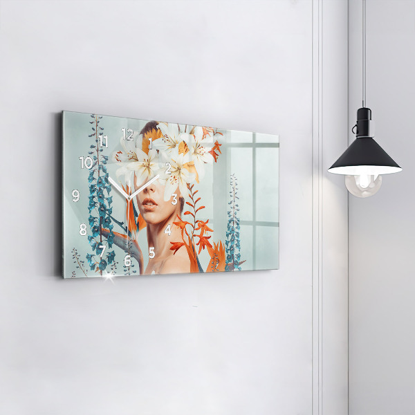 Horizontale Uhr Frau mit Blumen