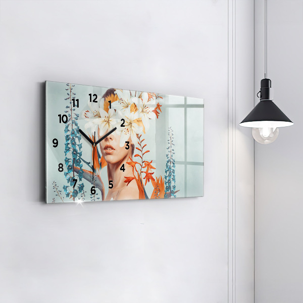 Horizontale Uhr Frau mit Blumen