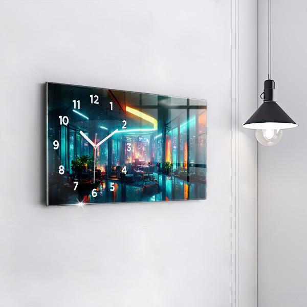 Horizontale Uhr mit motiv Stadt im Cyberpunk-Stil