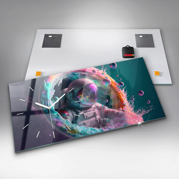 Horizontale Uhr mit motiv Kosmonautenfarbene Wolken