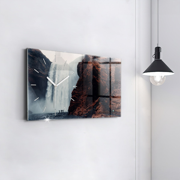 Horizontale Uhr mit motiv Wasserfall Island Landschaft