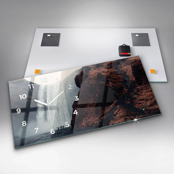 Horizontale Uhr mit motiv Wasserfall Island Landschaft