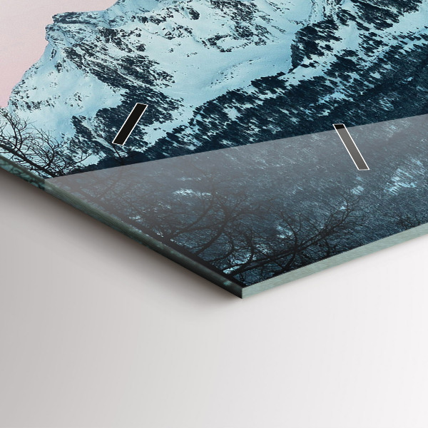 Horizontale Uhr mit motiv Bergkette im Winter
