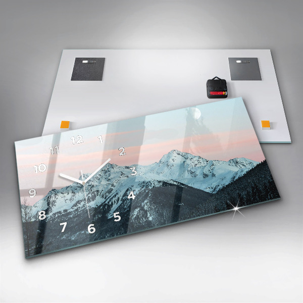 Horizontale Uhr mit motiv Bergkette im Winter