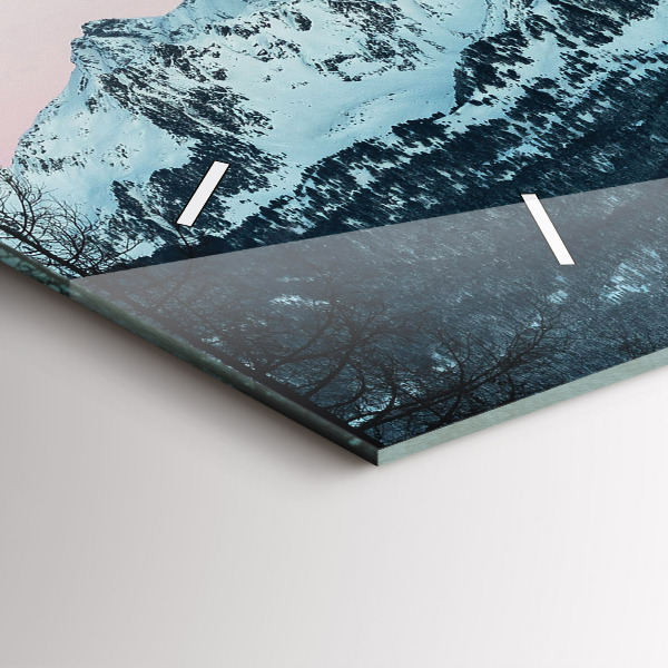 Horizontale Uhr mit motiv Bergkette im Winter
