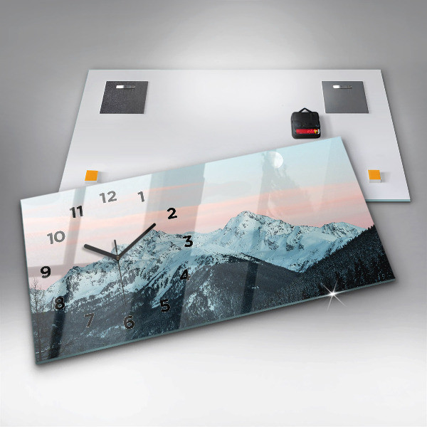 Horizontale Uhr mit motiv Bergkette im Winter
