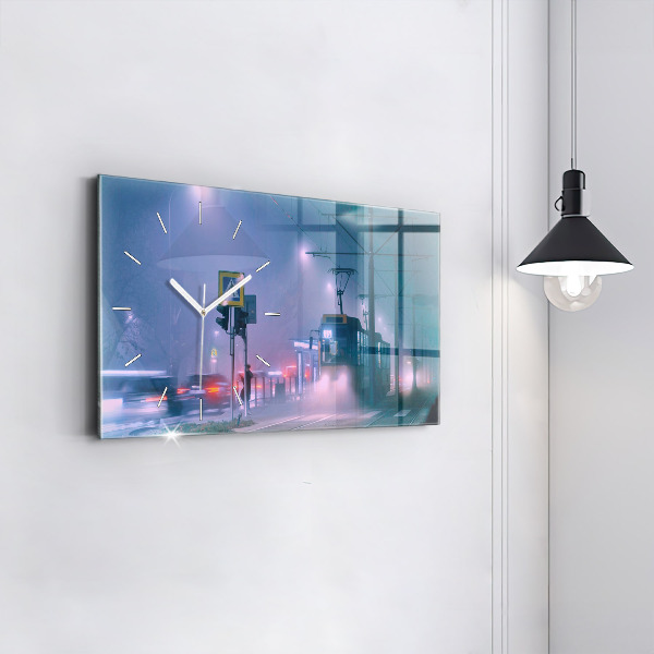 Horizontale Uhr Warschau im Nebel