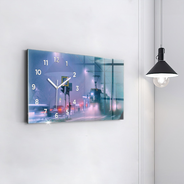 Horizontale Uhr Warschau im Nebel