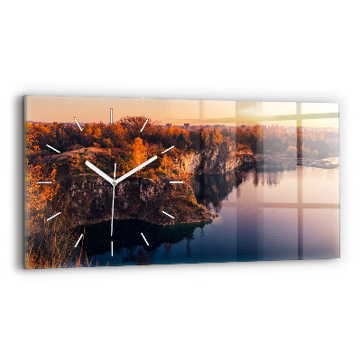 Horizontale Uhr mit motiv Krakauer See Zakrzówek Herbst