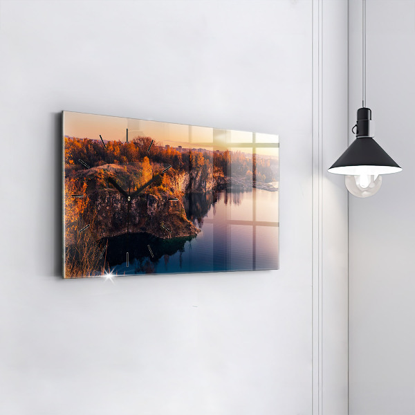 Horizontale Uhr mit motiv Krakauer See Zakrzówek Herbst