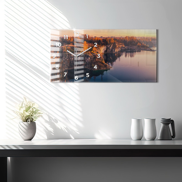 Horizontale Uhr mit motiv Krakauer See Zakrzówek Herbst