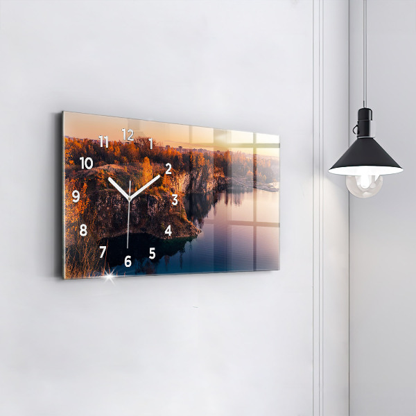 Horizontale Uhr mit motiv Krakauer See Zakrzówek Herbst