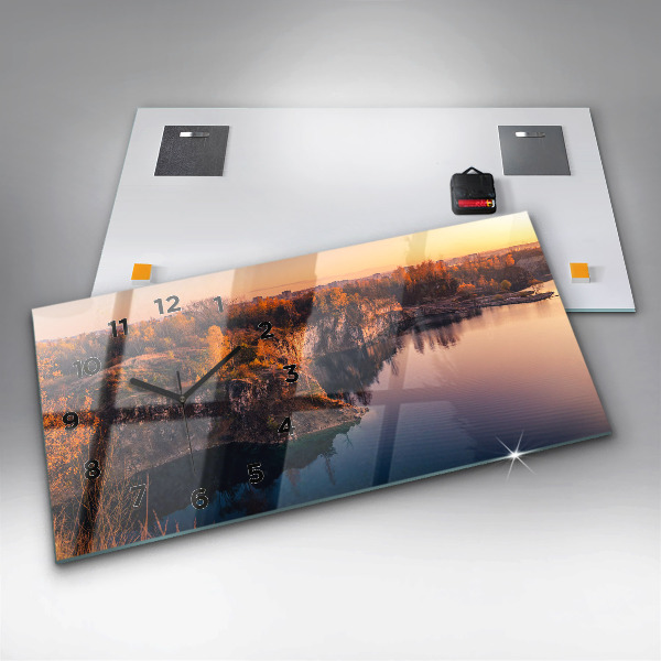 Horizontale Uhr mit motiv Krakauer See Zakrzówek Herbst