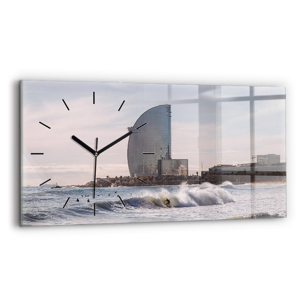Horizontale Uhr mit motiv Surfer in Barcelona