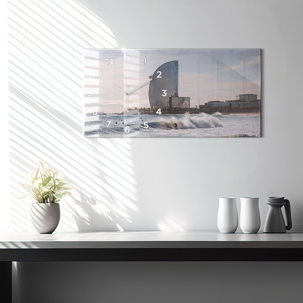 Horizontale Uhr mit motiv Surfer in Barcelona