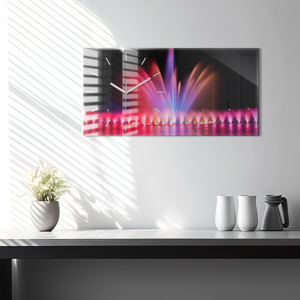 Horizontale Uhr mit motiv Breslauer Springbrunnen bei Nacht