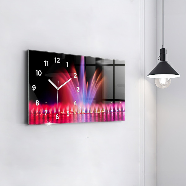 Horizontale Uhr mit motiv Breslauer Springbrunnen bei Nacht