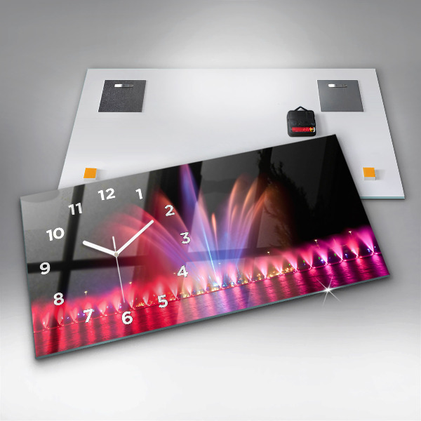 Horizontale Uhr mit motiv Breslauer Springbrunnen bei Nacht