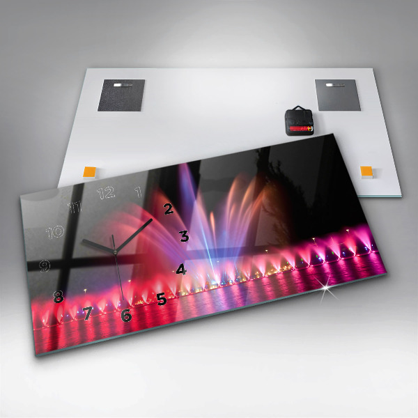 Horizontale Uhr mit motiv Breslauer Springbrunnen bei Nacht