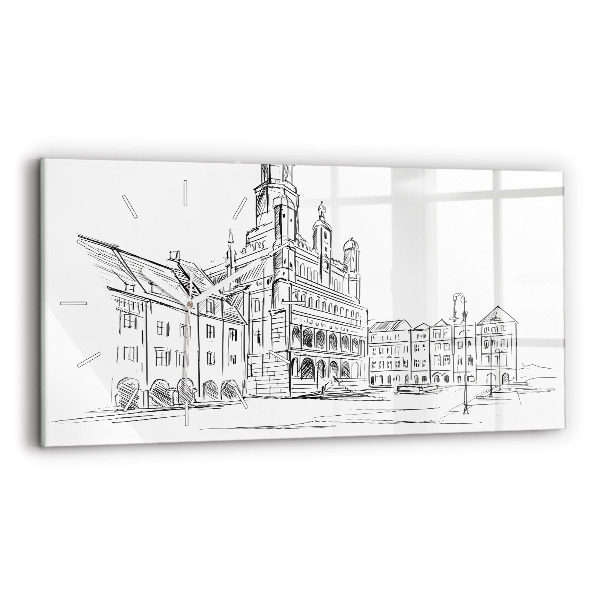 Horizontale Uhr mit motiv Skizze der Altstadt von Poznan