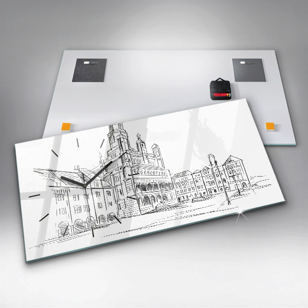 Horizontale Uhr mit motiv Skizze der Altstadt von Poznan