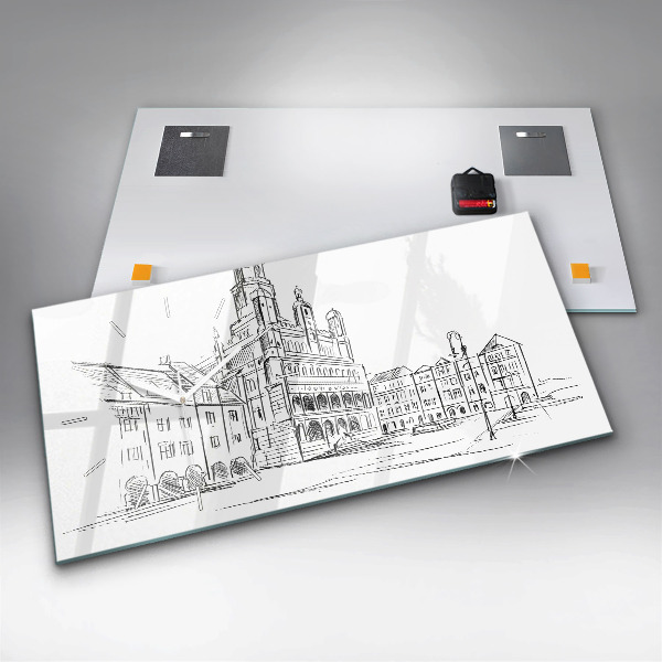 Horizontale Uhr mit motiv Skizze der Altstadt von Poznan