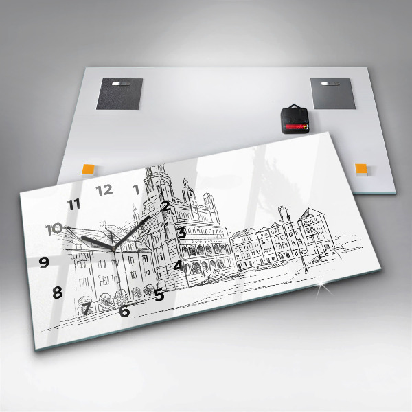 Horizontale Uhr mit motiv Skizze der Altstadt von Poznan