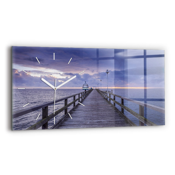 Horizontale Uhr mit motiv Pier an der Ostsee