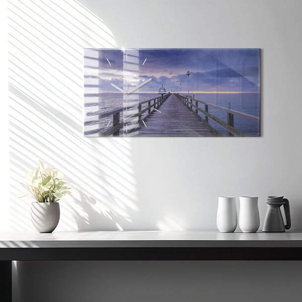 Horizontale Uhr mit motiv Pier an der Ostsee