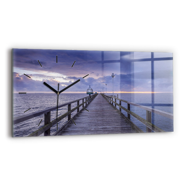 Horizontale Uhr mit motiv Pier an der Ostsee