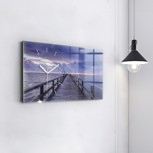 Horizontale Uhr mit motiv Pier an der Ostsee