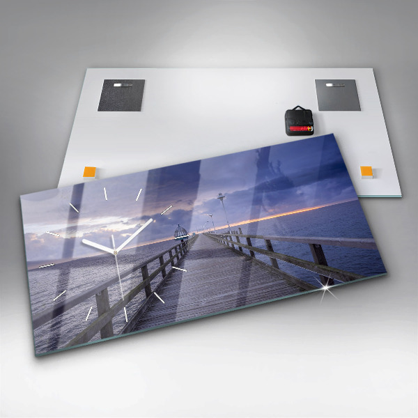 Horizontale Uhr mit motiv Pier an der Ostsee