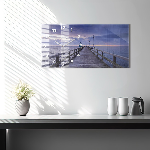 Horizontale Uhr mit motiv Pier an der Ostsee